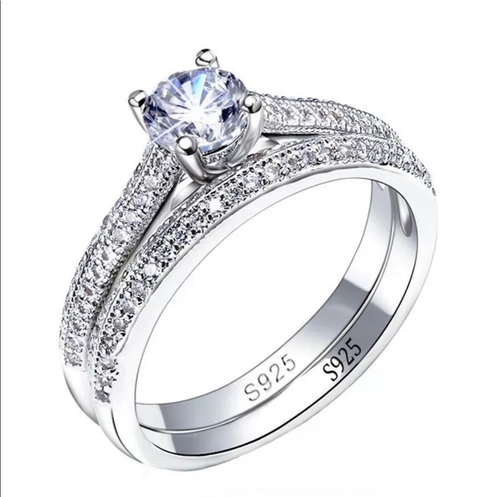 🆕💍 Women Simple Design Double Stackable Engagement Wedding Ring. Size 7